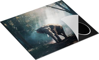 Chefcare Inductie Beschermer Olifant in het Bos met Zonneschijn - 60x50 cm - Afdekplaat Inductie - Kookplaat Beschermer - Inductie Mat