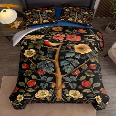 william morris nouveau De Aardbeidieven Dekbedovertrek Set King Queen Double Full Twin Eenpersoons Maat Bedlinnenset ru(150x210cm)