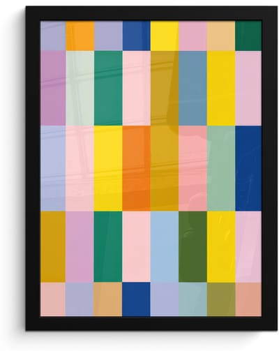 Poster in lijst - Fotolijst 30x40 cm - Posters - Stroken - Blauw - Patroon - Abstract - Posterlijst zwart - Decoratie - Wanddecoratie woonkamer - Muurdecoratie slaapkamer