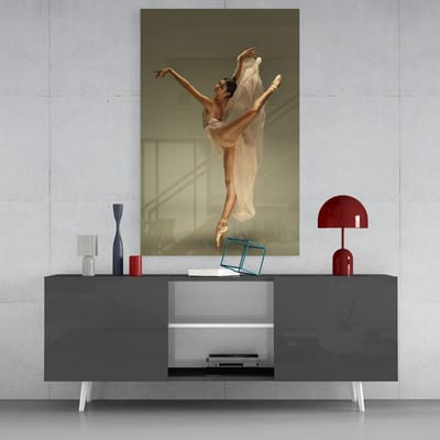 Glasschilderij - Ballerina - Wanddecoratie - 100 % Glas - 72x46x0.4 cm