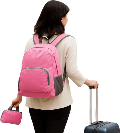 Opvouwbare Rugzak – Ultralichte Waterbestendige Dagrugzak – Nylon Wandelrugzak voor Reizen, Kamperen & Outdoor – Compact, Duurzaam & Lichtgewicht – 30L – Roze – Unisex