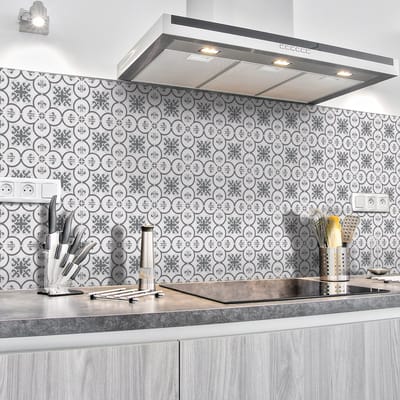 Zelfklevende tegelmuurstickers voor keuken en badkamer - 30 cementtegelstickers (Azulejos Diaz) - 30 stickers, 20x20cm
