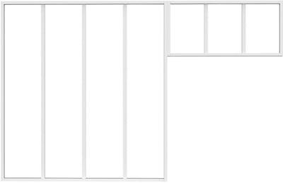 Vente-unique Atelierraam met bovenlicht in thermisch gelakt aluminium - B120 x H130 + B83 x H40 cm - Wit - BAYVIEW