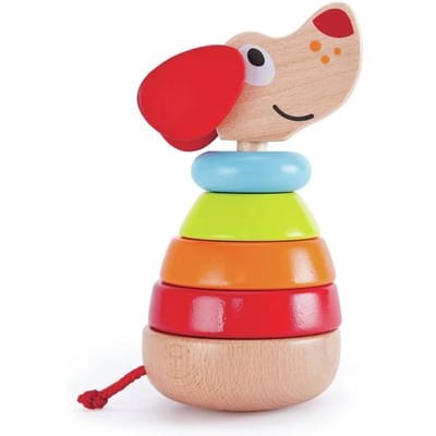 Hape Stapelhond Pepe - Houten Stapeltoren met Geluid voor Baby vanaf 12 Maanden
