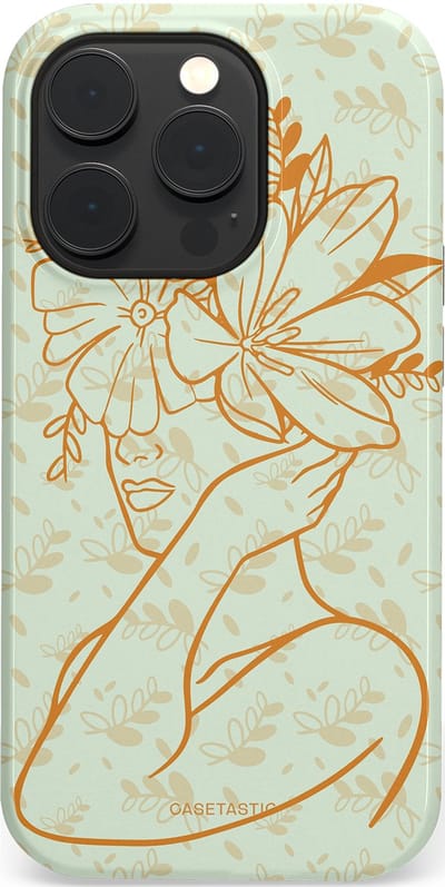 Casetastic hoesje geschikt voor Apple iPhone 14 Pro - MagSafe - Dubbellaagse bescherming - Minimal Bloom - Fashion Case - Crème Lichtgrijs