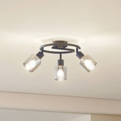 Lindby - buitenspot - 3lichts - Glas, ijzer - H: 21 cm - E14 - rookgrijs, zandzwart