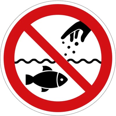Vissen niet voeren verbodssticker | 30 cm