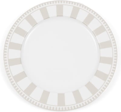 Riviera Maison Dinerbord Wit/Beige - Claymont Bord met Strepen Print - Porselein - (ØxH) 27x2.5