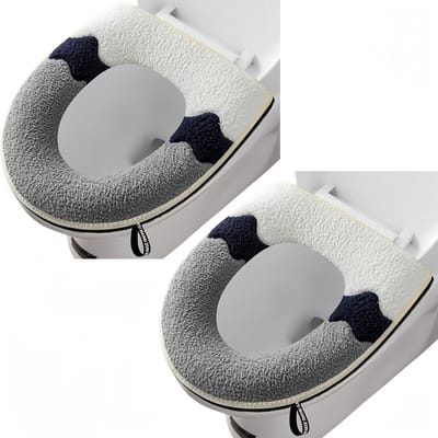 Toiletzitting Covers - Zachte Pads - Comfort Verhogend - Wasbaar Ritsontwerp - 2 Stuks - Grijs