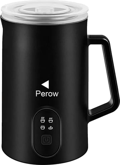 Perow Melkopschuimer - Melkopschuimer Electrisch - Melkopklopper - Antikleeflaag - Opschuimen en Verwarmen - Zwart
