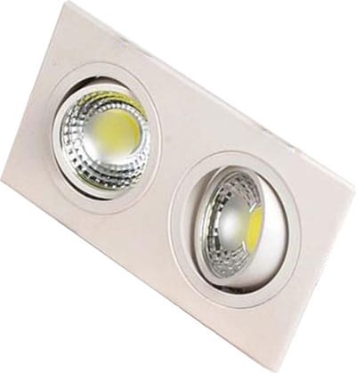 LED Spot - Inbouwspot Dubbel - Rechthoek 10W - Helder/Koud Wit 6400K - Mat Wit Aluminium - Kantelbaar 175x93mm