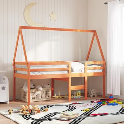 vidaXL - Kinderbedhuisje - 209x95,5x88 - cm - massief - grenenhout - wasbruin