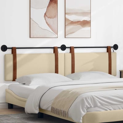 vidaXL Hangend hoofdbord Met LED-verlichting Crèmekleurig Antiek PU