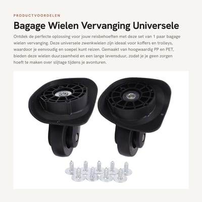 Dailygoods- Bagagewielen Vervangset - Universele Zwenkwielen - Kofferwielen - Trolleywielen - Duurzaam Materiaal - Eenvoudig te Installeren