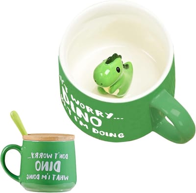 Dinosaurussen Keramische Mok, Grappige Gepersonaliseerde Mok met Leuke Zeggingen, Kawaii Koffiemok voor Cappuccino en Thee, Unieke Cadeaus voor Vrouwen