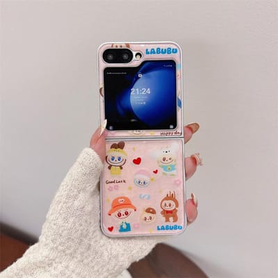 Schattig Cartoon Konijn Telefoonhoesje Voor Samsung Galaxy Z Flip 6 5 Z Flip5 Flip6 Achterkant Kawaii Harde Hoesjes voor ZFlip5 ZFlip6 Funda Galaxy Z Flip6