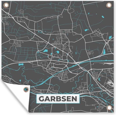 Tuin poster Kaart – Plattegrond – Stadskaart – Garbsen – Duitsland – Blauw - 200x200 cm - Tuindoek