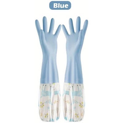 Afwaswanten Klus Splicing Wanten Waterdichte Wanten Pluche Elastische Band Mond Rubberen Wanten M blauw