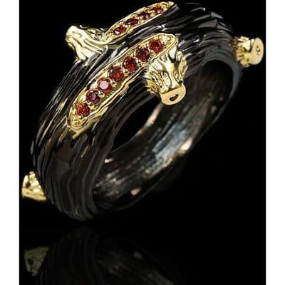 Bague Tendance Polyvalente pour Main pour Femme Branche d'Olivier Irrégulière Bicolore Accessoires de Mode Bague Bague Or Noir No. 10 black