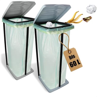 Afvalzakhouder met deksel - Afvalscheider - Netjes opruimen - Verstelbare hoogte - 60 liter - Pastelkleuren