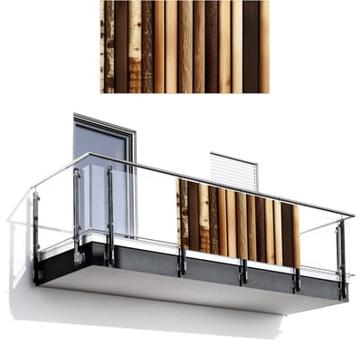 Balkonscherm 200x110 cm - Balkonposter Hout - Planken - Natuurlijk - Balkon scherm decoratie - Balkonschermen - Balkondoek zonnescherm