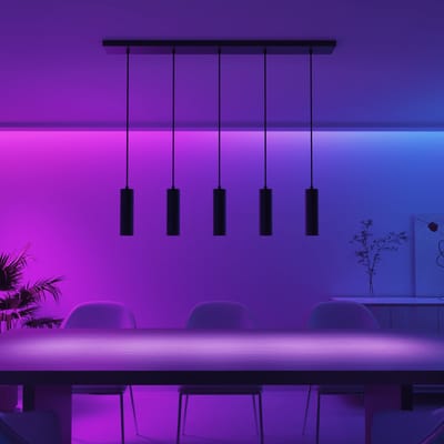 Calex Slimme Hanglamp - Smart GU10 - 5-Lichts Tube - Industrieel - Mat Zwart - Aluminum