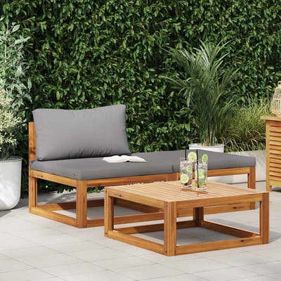 vidaXL - 3-delige - Loungeset - met - kussens - massief - acaciahout
