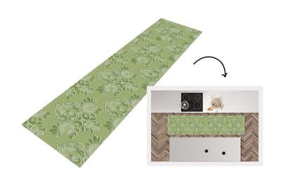 Keukenloper - Loper keuken - Psychedelisch - Bladeren - Groen - Vintage - Design - 200x50 cm - Keukenloper vinyl