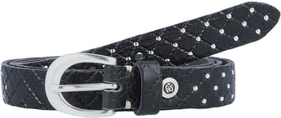 b.belt Riem Lilou Silver Leder-Nietengürtel W100 Black Zwart