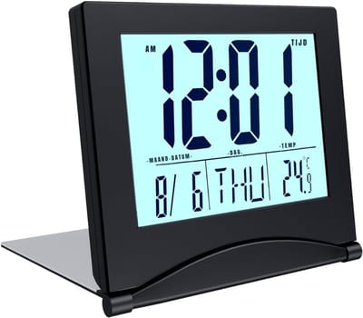 TIM® Dementieklok – Digitale Klok met Alarmfunctie – Kalenderklok met Digitale Wekker - Met Datum en Temperatuurmeter - Zwart- 9cm x 4cm x 7cm