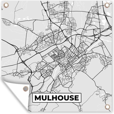 Tuin poster Plattegrond - Kaart - Stadskaart - Frankrijk - Mulhouse - 200x200 cm - Tuindoek