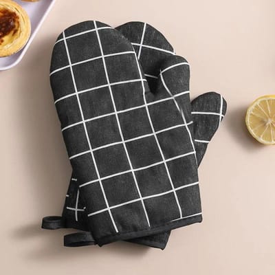 2 stuks Hittebestendige Handschoenen Anti-verbrandings Microgolfhandschoenen Hoge Temperatuurbestendig Keuken Bakovenhandschoenen cozinha utensilio black