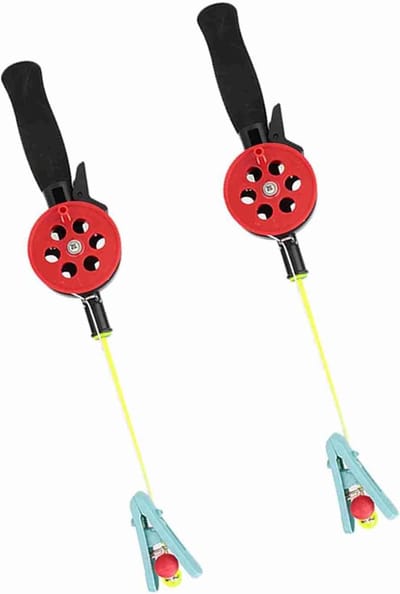 SnelShoppen - 2 Stuks Krab Vissershengel IJsvisstok met Rolle, Ideaal voor Garnalen en Krab Buiten Vissen, Compact en Duurzaam, 4.5m Nylonlijn
