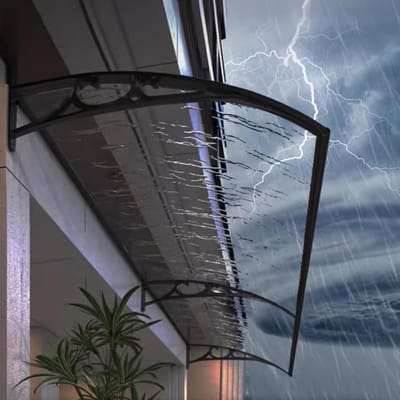 Voordeur Afdak - Regenkap Deur - Droog Buiten - Zelfreinigende Afwatering - 60x100cm - Transparant
