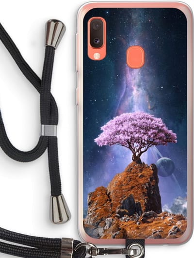 Case Company® - Hoesje met koord geschikt voor Samsung Galaxy A20e hoesje met Koord - Ambition - Telefoonhoesje met Zwart Koord - Bescherming aan alle Kanten en Over de Schermrand