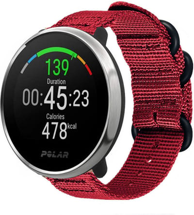 Strap-it Nylon gesp smartwatch bandje - geschikt voor Polar Ignite / Ignite 2 / Ignite 3 / Unite / Pacer - rood