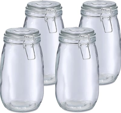 Zeller Weckpot/inmaakpot Alfie - 4x - 1.4L - glas - beugelsluiting - D11 x H22 cm