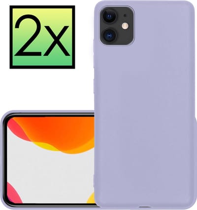 Hoesje - 2 Stuks - Geschikt voor Apple iPhone 11 - Sterk & Shockproof - Case Siliconen - Back Cover - Telefoon Hoes - Lila