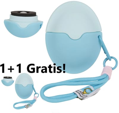 Zonnebrandcrème Applicator Roller met Luxe Siliconenkoord (1+1 Gratis) – Blauw - Navulbare Herbruikbare Roll-On Spons voor Zonnebrand & Lotion – Draagbare Zonnebrandroller voor Kinderen, Volwassenen & Gezin