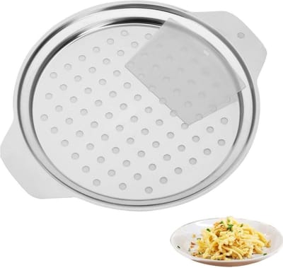 GELLDG Gnocchi-schaal in Duitse stijl - kookaccessoire - Met schraper - maak gemakkelijk en snel Duitse gnocchi - Duitse gnocchi-zeef geschikt voor pannen van 24-28 cm - 100% roestvrij staal - vaatwasmachinebestendig - zilverkleurig