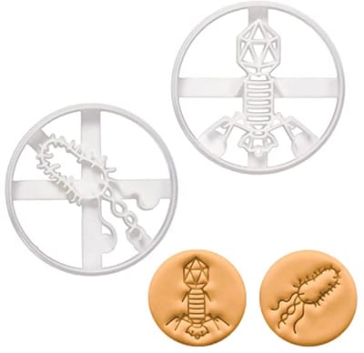 Set van 2 Microbiologie Koekjesuitstekers – Virus en Bacterie Ontwerpen voor Bakken en Creatieve Projecten