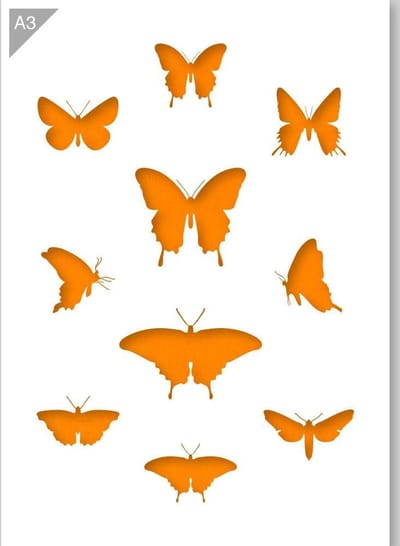 Vlinder sjabloon - Kunststof A3 stencil - Kindvriendelijk sjabloon geschikt voor graffiti, airbrush, schilderen, muren, meubilair, taarten en andere doeleinden
