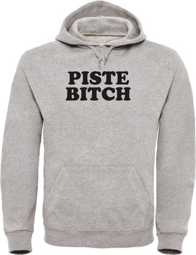 Piste Bitch wintersport hoodie grijs M - soBAD. | Foute apres ski outfit | kleding | verkleedkleren | wintersporttruien | wintersport dames en heren