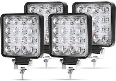 GELLDG 4 Stuks - Metaal Extra koplampen - LED werklampen - Met 16LED - 48W 12V/24V 6500K - IP67 waterdicht - Efficiënte koeling - Geschikt voor tractor graafmachine SUV UTV ATV