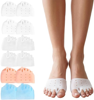 LISM-6 paar, 4 kleuren siliconen teenspreiders. Zachte en ademende teenspreiders met een ultradun ontwerp, Geschikt voor yoga, hardlopen en reizen – unisex voetorthesen.