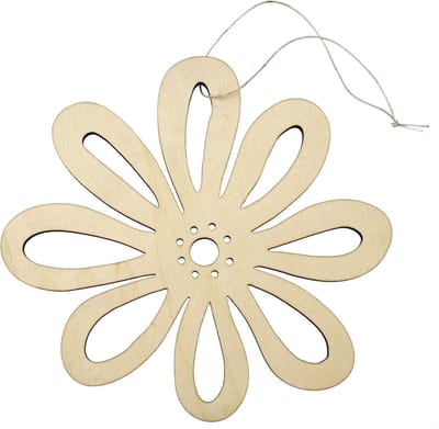 Houten vromen decoratie hanger van een bloem van 17 x 16 cm - Bloemen/lente/zomer decoraties - Met ophang lusje