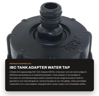 Dailygoods - IBC Tank Adapter - Water Tap Aansluiting - Duurzaam en Milieuvriendelijk - S60X6 - Wateropslag - Geschikt voor IBC tanks - Kleur: Zwart