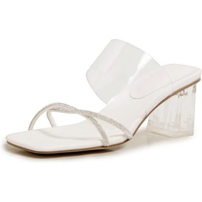 Nieuwe Zomersandalen Moderne Slippers Dames Hoge Hakken Mode Vierkante Hak Schoenen Dames Effen Dames Slippers Damesschoenen 37 vuilwit