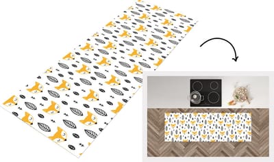 Keukenloper - Loper keuken - Vos - Scandinavisch - Kinderen - Bladeren - Patronen - 150x50 cm - Keukenloper vinyl