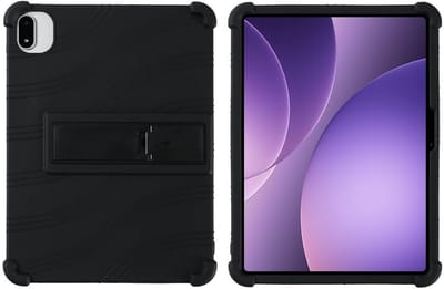 Coverup Tablethoes geschikt voor OPPO Pad 5 Hoesje - Siliconen Back Cover met Kickstand - Zwart
